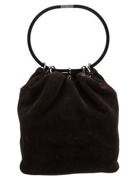 Vintage Gucci Tom Ford Era Black Suede Ring-Handle Bag